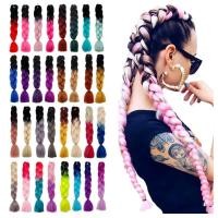 ราคา 60 เซนติเมตรถักเปียสังเคราะห์จัมโบ้วิกผมBraidsสีดำสีเทาสีม่วงสีฟ้าสีเขียวสีบลอนด์สีน้ำตาลโครเชต์ผมส่วนขยายแกล้งพรรคเครื่องมือ (933022445)