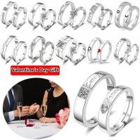 ราคา huzui037 1 คู่ของขวัญคริสตัลรูปหัวใจคู่แหวนชุบเงินปรับได้ (6433482786)