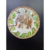 ราคา แผ่นรองแก้ว ฝังเปลือกหอยมุก มัดด้วยขอบหวายแท้ ทรงกลม 4 นิ้ว (21645975522)