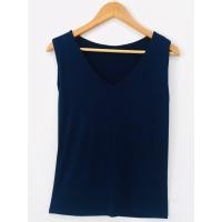 ราคา เสื้อกล้าม คอวีแขนกุด สไตล์ไร้ขอบ ผ้าเรย่อน (19756976099)