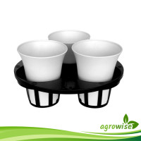 ราคา ถาดหลุมกลมพร้อมกระถางต้นไม้ ชุดเช็คถาดหลุม 4 นิ้ว 3 หลุม กระถางทรงปากแตร 4 5 นิ้ว (21644358309)