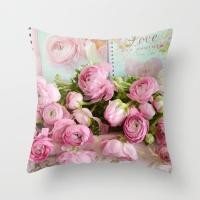 ราคา ปลอกหมอนใยผ้าผิวพีชหมอนอิงลายกุหลาบสำหรับตกแต่งโซฟาเตียงนอน45x45cm (21050683232)