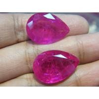 ราคา 11 cts พลอยทับทิมพม่าเทียม รูปหยดน้ำ พลอยเจียรเหลี่ยม DROP SHAPE 10x12 มม 2 เม็ด PINK BURMA RUBY COLOR (9148638434)