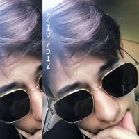 ราคา Khun Chay สต็อกไทย แว่นกันแดดทรงหกเหลี่ยม กรอบทอง เลนส์เทา แฟชั่นชายหญิง (16424498645)