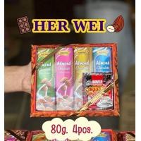 ราคา ช็อกโกแลต Her Wei 80 กรัม แพค 4 ชิ้น ช็อคโกแลตแท่งผสมอัลมอลด์ (21562888929)