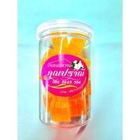 ราคา สีส้มล้วน วุ้นกรอบ คุณปราณี ขนมไทยโบราณสูตรเพชรบุรี เจ ขนาด 160 กรัม กระป๋องสูง (21657865928)