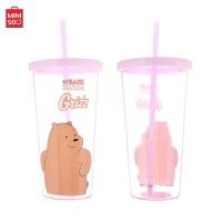 ราคา MINISO แก้วน้ำพร้อมหลอด แก้วน้ำทรงสูง We Bare Bears Collection (18886418236)