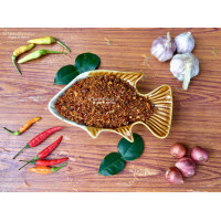 ราคา น้ำพริกนรกปลาแห้ง น้ำพริกปลาแห้ง น้ำพริกโรยข้าวสวย บรรจุกระปุกละ 100 กรัม (10196096368)