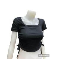 ราคา เอวลอยแขนสั้นคอเหลี่ยมเชือกข้าง (21241728245)