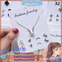ราคา FJ สร้อยคอจี้เพทายสุดอินเทรนด์สไตล์เกาหลีพร้อมตุ้มหู4คู่ชุดเครื่องประดับแฟชั่นต่างหูห่วงโซ่สีเงินแบบเรียบง่าย (21430444466)