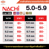 ราคา ดอกสว่านเจาะเหล็กนาชิ ขนาด 5 0 5 9 mm ดอกสว่านไฮสปีด ก้านตรง มาตรฐาน JIS จากญี่ปุ่น รุ่น List 500 (17991002292)