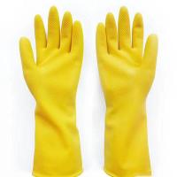 ราคา ถุงมือยางสำหรับใช้ในครัวล้างทำความสะอาดล้างจานสีเหลืองกันน้ำถุงมือยางยาว1คู่ (17420660652)