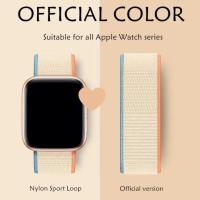 ราคา Apple Watch Band Nylon Loop For Apple Watch Series 9 8 7 6 5 4 3 2 1 SE2 Strap For 38 40 41 42 44 45mm 49mm Dial Breathable Sports Soft Replacement Official Color S8 S9 Band Strap (21601016353)