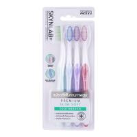 ราคา แปรงสีฟัน สกินแลบ แปรงสีฟันพรีเมี่ยมสลิมซอฟท์ Skynlab Premium Slim Soft Toothbrush Pack 4ชิ้น คละสี (11570052522)