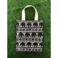 ราคา กระเป๋าผ้าลายช้าง ถุงผ้าลดโลกร้อน ของฝาก ของชำร่วย งานทำมือ ขนาด23x24cm (21712709242)