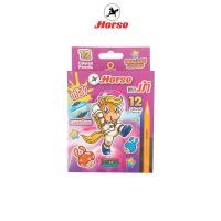 ราคา HORSE ตราม้า ดินสอสีไม้สั้น 12สี กบเหลา รุ่นใหม่ 1x1 (21564709511)