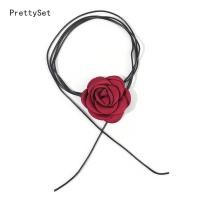 ราคา สร้อยคอลูกไม้สำหรับผู้หญิงขี้ผึ้งเชือกโซ่สร้อยคอโช้กเกอร์สีดำลายดอกคาเมลเลีย (20820050692)