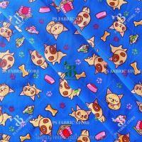 ราคา ผ้าเมตร ผ้าหลา ลายการ์ตูน CAT DOG ผ้าคอตตอนทีซี ตัดยาวต่อเนื่อง (20995098884)