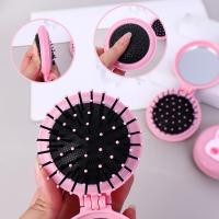 ราคา หวีนวดผู้หญิงพับได้พร้อมกระเป๋ากระจกขนาดเล็กพกพาได้หวีขนาดเล็กพกพาสะดวกมีแปรงหวีผมสำหรับเดินทาง (17330896947)