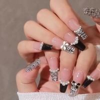 ราคา 24 ชิ้น 24 ชิ้น DIY เล็บปลอมฝรั่งเศสเล็บปลอม Rhinestone เพิร์ลเล็บปลอม (21026500332)