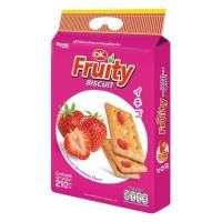 ราคา โอเค บิสกิต ขนมปังกรอบรสผลไม้ 1 ห่อมี 16 ซอง ok fruity biscuit (21399342540)