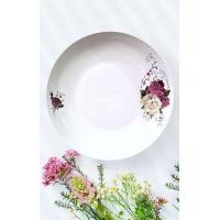 ราคา จานเซรามิค จานกระเบื้อง จานลวดลายดอกไม้สีขาว จานขอบขาว ขนาด 8 นิ้ว (19904463808)