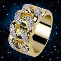 ราคา WXR แหวนแฟชั่น18K แหวนเพชรชุบทองสำหรับผู้ชายโซ่สร้างสรรค์แหวนโลหะผสมสำหรับทั้งหญิงและชายเครื่องประดับสุดหรู (18043307862)
