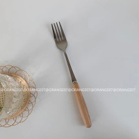 ราคา ช้อนไม้ ส้อมไม้ ตะเกียบไม้ มีดไม้ ด้ามไม้ทรงกระบอกมีดตะเกียบช้อนส้อมชุดช้อนส้อมมีดสเตนเลสย้อนยุค พร้อมส่งจากไทย (21376326463)