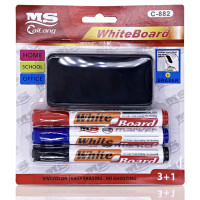 ราคา ปากกาไวท์บอร์ด 3 ด้าม พร้อม แปรงลบกระดาน ปากกาเขียนกระดาน White Board ลบได้ Non Permanent (21351519849)