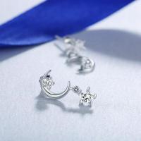 ราคา Sanhe ใหม่เงินชุบต่างหูคริสตัล Star Moon Drop ต่างหูระย้าเครื่องเพชรพลอยเจ้าสาว (9112129186)