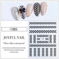 ราคา ลายตารางหมากรุกสีดำและสีขาวแบบทำมือลายตารางหมากรุกพันนกเครื่องประดับเล็บ3D สติกเกอร์ติดเล็บสติกเกอร์บางเฉียบพร้อมสติ๊กเกอร์กาวด้านหลังสติกเกอร์กันน้ำ (19050984706)