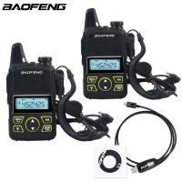 ราคา 2pcs Official Original baofeng Mini Walkie Talkie BF T1 UHF 400 470MHz 1W 20CH Ham FM Two way Radio With Earpiece programming cable (10700379417)