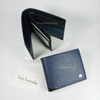 ราคา Guy Laroche กระเป๋าสตางค์ผู้ชายพับสั้น มีลิ้นกลาง สีกรมท่า หนังลาย ขอบหนังเรียบสีดำ โลโก้GLรมดำ หนังแท้100 (21632501918)