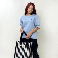 ราคา PORTLAND เสื้อยืดแขนพอง Puff Sleeves T Shirt with Embroidery Blue (21471518675)