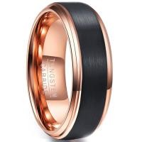 ราคา BONLAVIE Rose Gold Tungsten Carbide Wedding Band Ring Grooved Black Brushed Finish Comfort Fit Size 7 to 12 (19974557827)