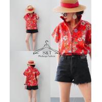 ราคา เชิ๊ตคอปกไหมอินเดีย 100 อัดกาวทั้งตัวสีแดงสดสวยๆค่ะ (21356470131)