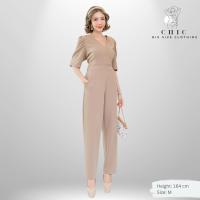 ราคา Chic Big Size จั้มสูทสาวอวบ Chic City จั๊มสูทแฟชั่นพลัสไซส์ ไขว้หน้า ผ้ายืดทั้งตัว แบรนด์ไทย JL13 (21638699927)