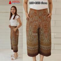 ราคา 11D 1 รุ่นขา5ส่วน กางเกงผ้าไทย ผ้าฝ้ายพิมพ์ลาย ทรงคุณนาย ทรงขาบาน เอวยืดสม็อคหลัง ฟรีไซส์ XL เอว 29 40 นิ้ว (21509077957)