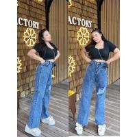 ราคา ยีนส์ขายาวแต่งขาดข้าง สาวอวบ (19087882419)