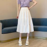 ราคา COD SDFSDRGBWWW New White Halfskin Dress Summer High Waist Slim Mid length Cake Skirt Chiffon Small Children A line Skirt (20244122825)