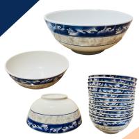 ราคา 12ใบ จานชามเมลามีน รุ่นหนา 89นิ้ว จาน ถ้วย ชาม ชามพลาสติก จานพลาสติก จานข้าว ชามใส่แกง เมลามีน ลายคราม (21370143747)