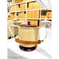 ราคา กระติบข้าว กระติบข้าวเหนียว ฝาตกแต่งจากไม้ขัดเงาอย่างดี ขนาด4 6นิ้ว (21669776080)