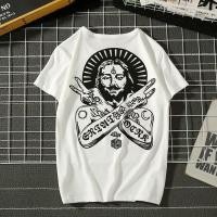 ราคา เสื้อผ้า Chrome HeartsChrome Hearts Hip Hop Country Tide Crowe Heart Couple Pharaoh Short Sleeve Men s T shirt Trendy (20457896886)