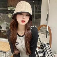 ราคา Bucket Hat หมวกบักเก็ตสีครีมขอบดำ ทรงสูงปิดคิ้ว ใส่กันแดดไปทะเล (20961705783)