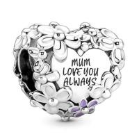 ราคา แท้925เงินสเตอร์ลิงช่วงเวลา Mum Daisy Heart Charm Bead Fit สร้อยข้อมือ Pandora และสร้อยคอเครื่องประดับ (21480140462)