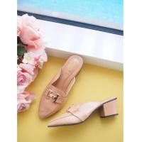 ราคา ส่งเร็วพิเศษ Sz 36 42 รองเท้าส้นสูงทรงหัวแหลม เปิดส้น แต่งอะไหล่ H งานเก๋สวยมากค่ะ (4155770503)