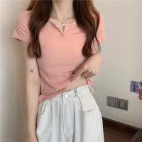 ราคา เสื้อครอปแขนสั้น ทรงคอเหลี่ยม สาวอวบใส่ได้ เสื้อยืดคอเหลี่ยมแขนสั้นรัดรูปนมโต (21572794153)