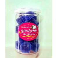 ราคา สีม่วงล้วน วุ้นกรอบ คุณปราณี ขนมไทยโบราณสูตรเพชรบุรี เจ ขนาด 160 กรัม กระป๋องสูง (21657917538)