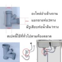 ราคา แยกขายท่อ3ทาง รูน้ำล้น1ทางอะไหล่ท่ออ่างล้างจานSINK2หลุมในห้องครัว (21759518114)