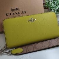 ราคา Sk Ocean กระเป๋าสตางค์โค้ชแท้ เอ้าเลท 7 5 นิ้ว มีสายคล้องมือ หนังแท้สีเขียวมะนาวนีออน (21609062367)
